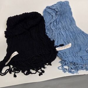 pashmina Black Scarf with Gold Logo Tag